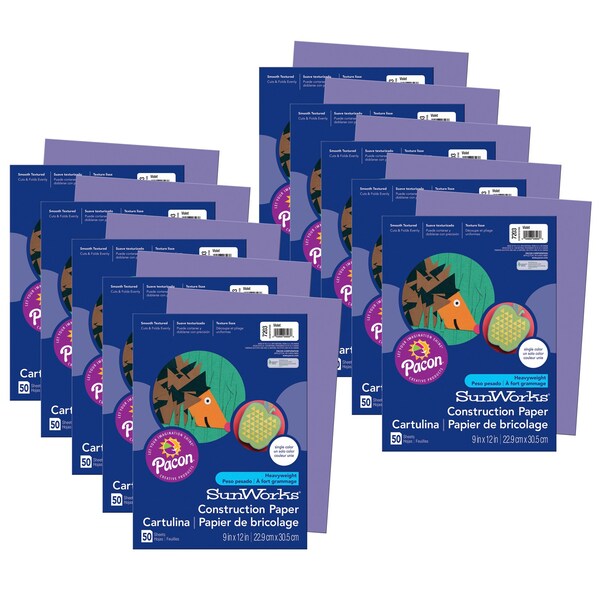 SunWorks Construction Paper, Violet, 9x12in, PK500
